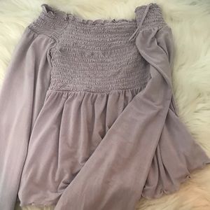 AMERICAN EAGLE OFF THE SHOULDER LILAC TOP